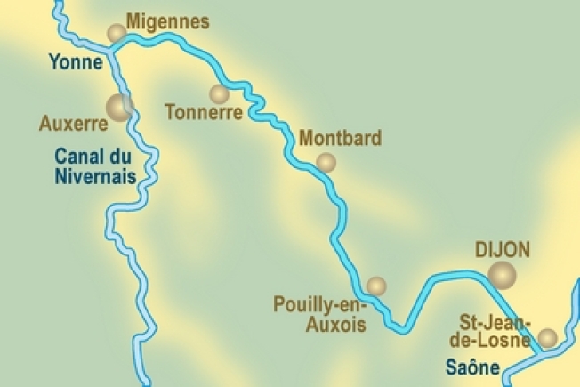 carte du canal de Bourgogne